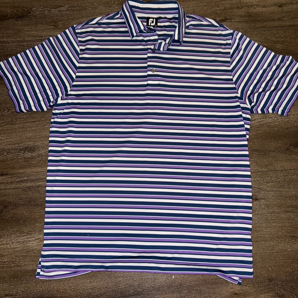 FootJoy Men's Polo Shirt - Blue and Purple Stripes
